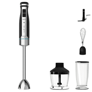 Cecotec PowerGear 1500 XL Pro Batidora de Mano - 1500W - Vaso de 0.8L - Picadora de 0.6L - Velocidad Ajustable - Incluye Accesorios - Cuchillas Recubi