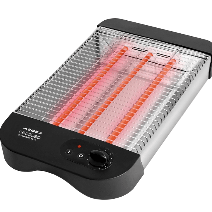 Cecotec Turbo EasyToast Basic Tostador Horizontal - 900W - 3 Resistencias Halogenas - 6 Niveles de Tostado - Hueco Recogecables - Base Antideslizante  1