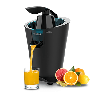 Cecotec EssentialVita PowerFresh 1000 Black Exprimidor Electrico de Brazo - 1000W - Boquilla Antigoteo - Filtro de Acero Inoxidable - Apto para Lavava