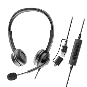 Axtel FLOW Auriculares con Microfono USB - Reduccion de Ruido - USB-A y USB-C