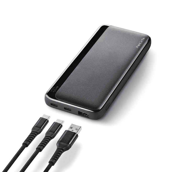 NGS QUIZ 10 Powerbank 10000mAh - 22.5W - PD 3.0 - QC 3.0 - 2x USB-C, 1x USB-A - Color Negro 1