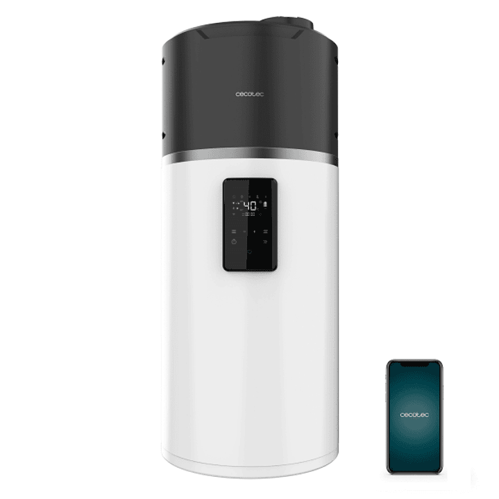 Cecotec AeroThermal 80 Water Connected Termo con Aerotermia de 80L - Pantalla Tactil - Temperatura Regulable - Control por App - Color Blanco 1