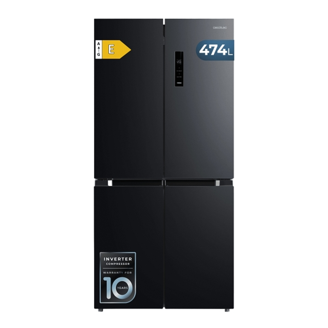 Cecotec Bolero CoolMarket 4D 474 Dark E Frigorifico Americano 4 Puertas - Capacidad 474L - Silencioso 35dB - Luz LED - Compresor Inverter - Total Nofr 1