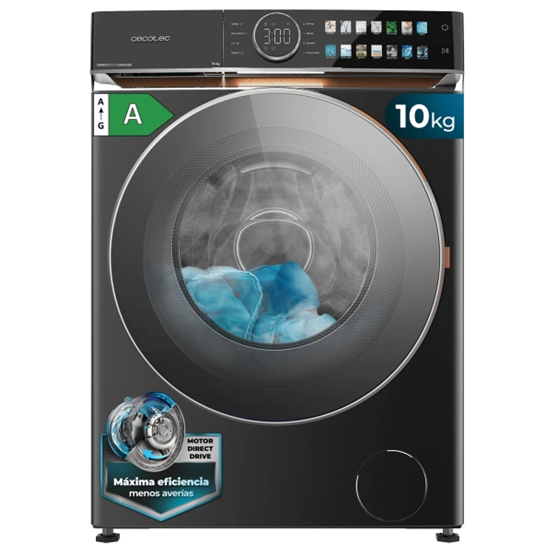 Cecotec Bolero DressCode 10980 Direct Drive Steel A Lavadora de Carga Frontal - Capacidad 10kg - Velocidad 1400rpm - Puerta XXL - 14 Programas - Color 1
