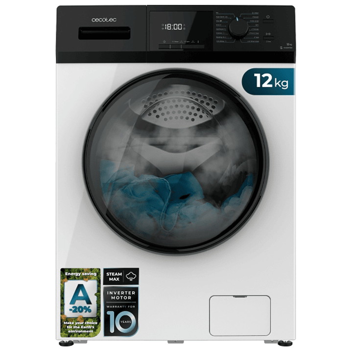 Cecotec Bolero Dresscode 12410 Inverter Lavadora de Carga Frontal - Capacidad 12kg - Velocidad 1400rpm - Temperatura Regulable - Seguro Infantil - Mot 1