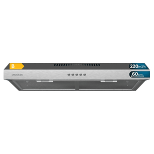 Cecotec Bolero Flux CM 602200 Inox B Campana Extractora Convencional de 60cm - 70W - Succion 220m3/h - Incluye Accesorios - Kit de Montaje - Color Ace
