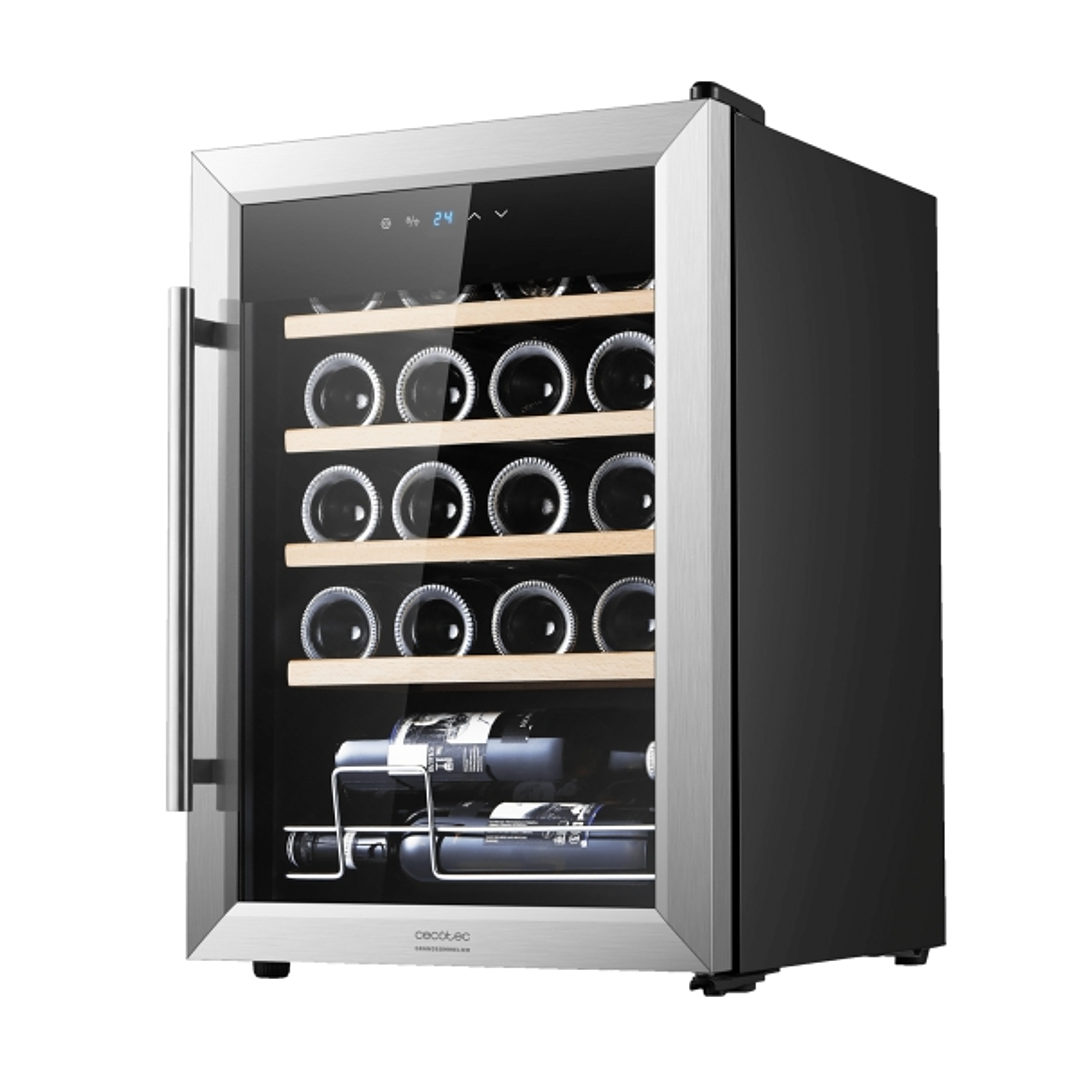 Cecotec Bolero GrandSommelier 2050 Inox Compressor Vinoteca para 20 Botellas - Silencioso 39dB - Temperatura Regulable - Compresor de Enfriamiento - C 1