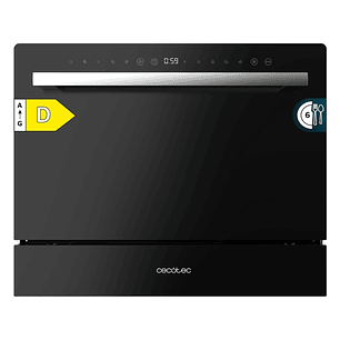Cecotec Bolero Aguazero 2400 Black Glass Mini Lavavajillas - 6 Servicios - Seguro Infantil - 5 Programas - Inicio Programable - Color Negro