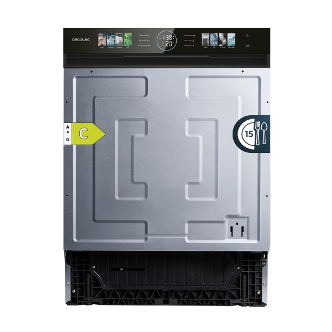 Cecotec Bolero Aguazero 6620 S-BI Lavavajillas Integrable de 60cm - 15 Servicios - Modo Turbo - Pantalla XXL - 8 Programas - Motor Inverter - Inicio P 1