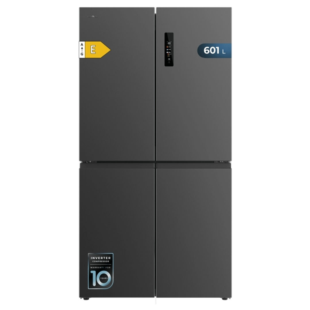 Cecotec Bolero CoolMarket 4D 601 Dark E Frigorifico Americano 4 Puertas - Capacidad 601L - Compresor Inverter - Acero Inoxidable - Pantalla en Puerta  1