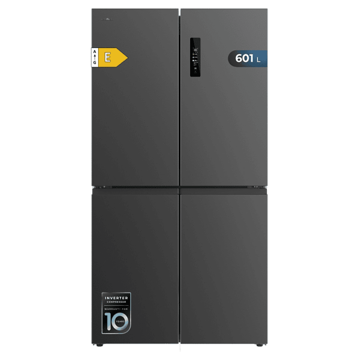 Cecotec Bolero CoolMarket 4D 601 Dark E Frigorifico Americano 4 Puertas - Capacidad 601L - Compresor Inverter - Acero Inoxidable - Pantalla en Puerta  1