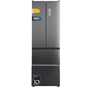 Cecotec Bolero CoolMarket Combi F2D 395 Inox E Frigorifico Puerta Francesa de 4 Puertas - Capacidad 395L - Compresor Inverter - Frio Envolvente - Clas