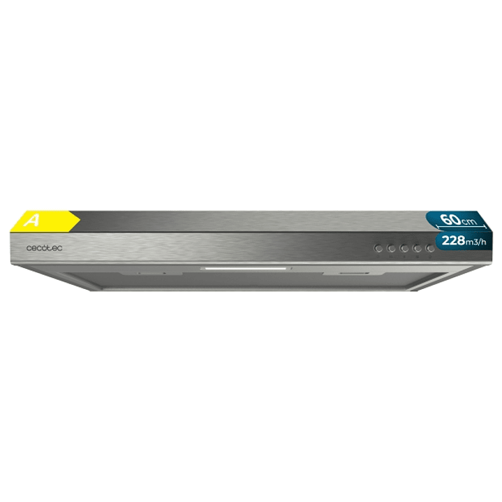 Cecotec Bolero Flux CM 602100 Inox A Campana Extractora de 60cm - Succion 228 m3/h - Luz LED - Incluye Accesorios - Acero Inoxidable - Filtros Aptos p 1