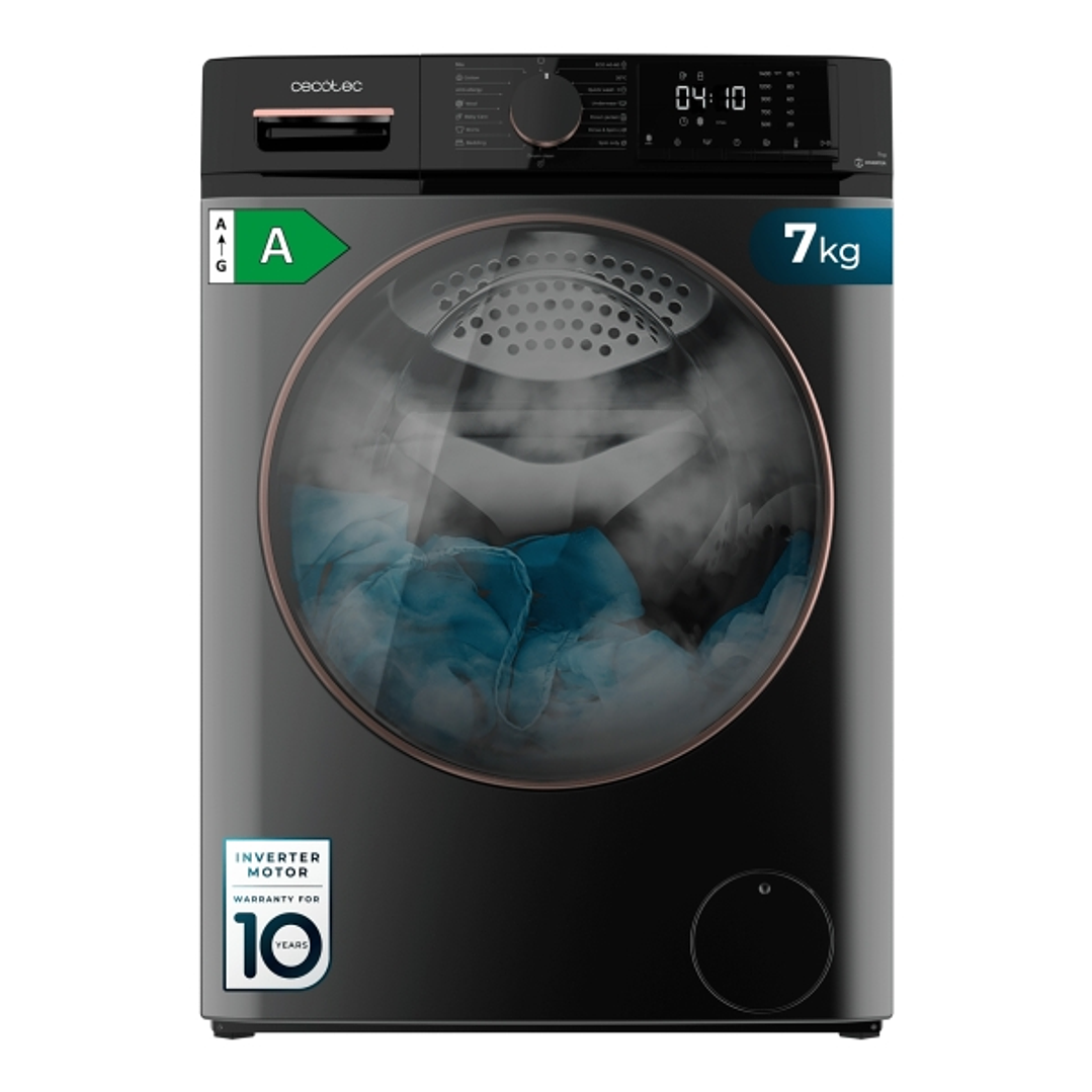 Cecotec Bolero DressCode 7610 Inverter Steel A Lavadora de Carga Frontal - Capacidad 7kg - Velocidad 1400rpm - Motor Inverter - 15 Programas - Color G 1