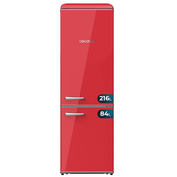 Cecotec Bolero CoolMarket Combi Origin 300 Red E Frigorifico Combi - Capacidad 300L - Temperatura Regulable - Estilo Retro - Cajon para Carne y Pesado 1