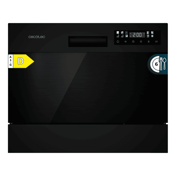 Cecotec Bolero Aguazero 2300 Dark Lavavajillas Compacto - 6 Cubiertos - Temperatura Regulable - Seguro Infantil - 8 Programas - Inicio Programable - C 1