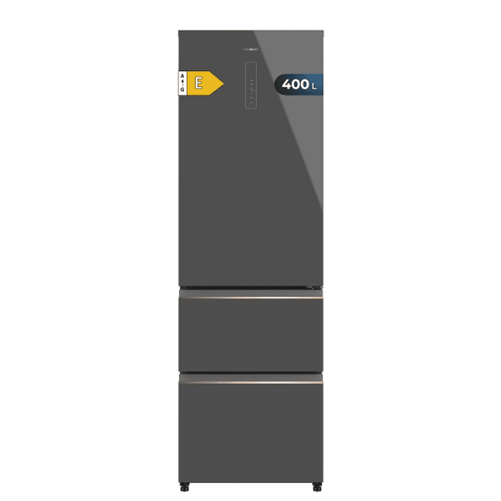 Cecotec Bolero CoolMarket Combi FD 400 Grey Glass E Frigorifico Puerta Francesa - Capacidad 400L - Luz LED - Compresor Inverter - Total Nofrost - Frio 1