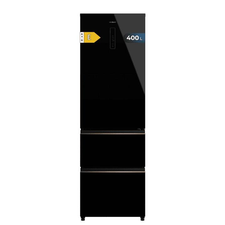 Cecotec Bolero CoolMarket Combi FD 400 Black Glass E Frigorifico Puerta Francesa - 400L - Luz LED - Compresor Inverter - Total Nofrost - Puerta de Cri 1