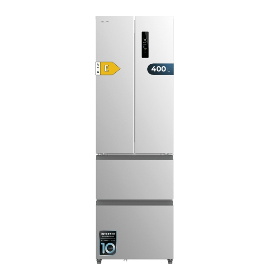 Cecotec Bolero CoolMarket Combi F2D 400 Inox E Frigorifico Puerta Francesa de 4 Puertas - 400L - LED - Compresor Inverter - Acero Inoxidable - Total N 1