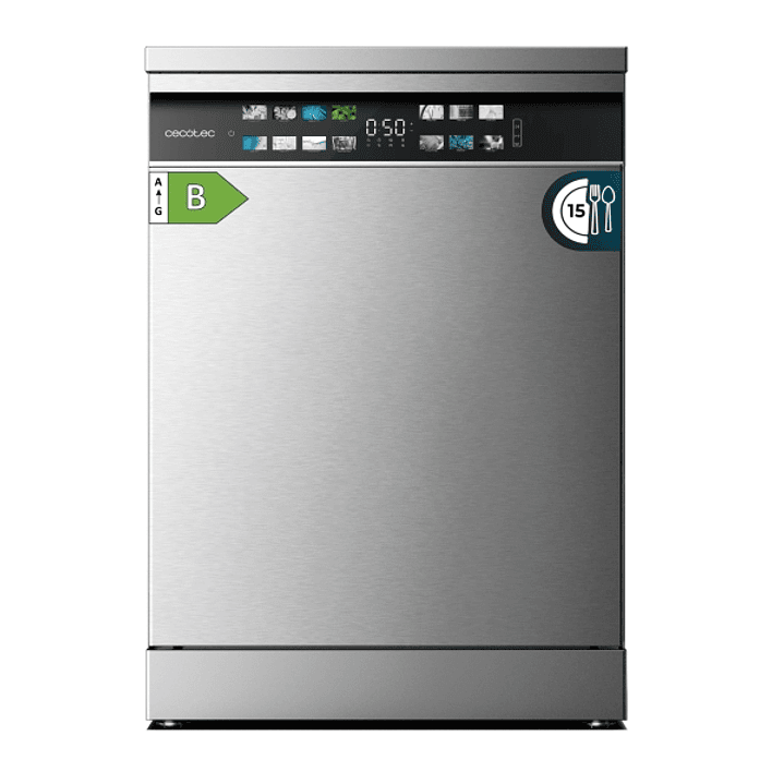 Cecotec Bolero Aguazero 6700 Inox B Lavavajillas de 60cm - 15 Cubiertos - Seguro Infantil - Pantalla XXL - 8 Programas - Motor Inverter - Inicio Progr 1
