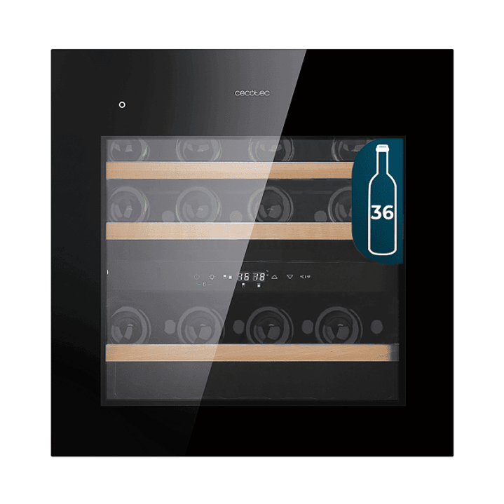 Cecotec GrandSommelier Duo 36000 Touch Black Compressor Vinoteca para 36 Botellas - Doble Zona - Luz LED - Temperatura Regulable - Compresor Integrado 1