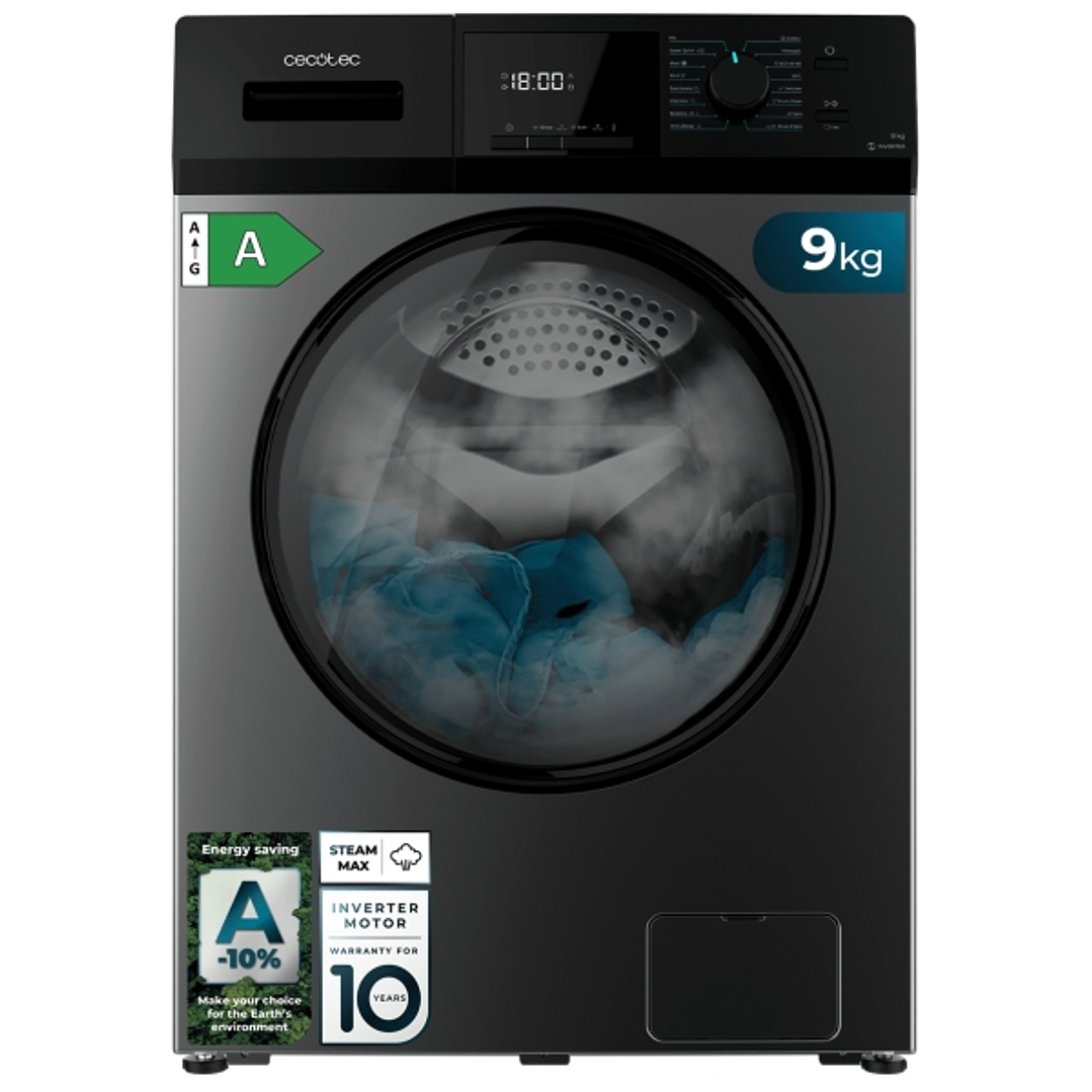 Cecotec Bolero DressCode 9411 Inverter Steel Lavadora de Carga Frontal - 9kg - Centrifugado 1400rpm - Temperatura Regulable - Motor Inverter - Inicio  1