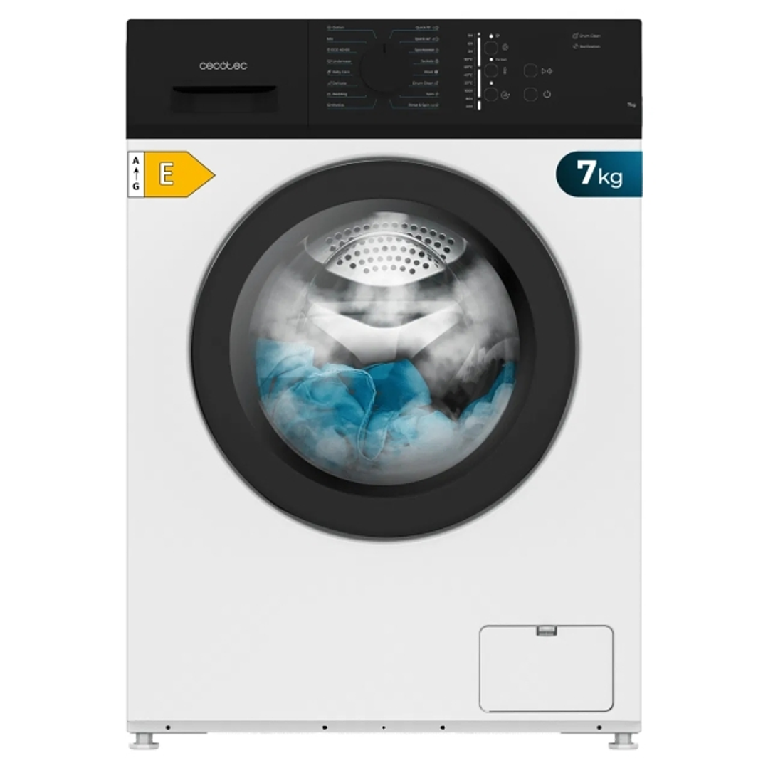 Cecotec Bolero DressCode 720 E Lavadora de Carga Frontal - Capacidad 7kg - Velocidad 1200rpm - Inicio Programable - 16 Programas - Color Blanco y Negr 1