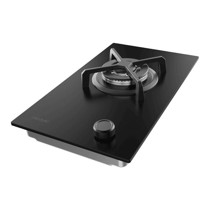 Cecotec Bolero Squad G 1400S Nano Glass Cocina de Gas Encastrable - 1 Quemador - Acabado en Cristal Negro - 3.4kW - Parrillas de Hierro Fundido - Wok  1