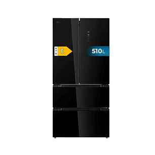 Cecotec Bolero CoolMarket FD 510 Glass E Frigorifico Puerta Francesa de 4 Puertas - Capacidad 510L - Total Nofrost - Congelacion Ultrarapida - Frio En