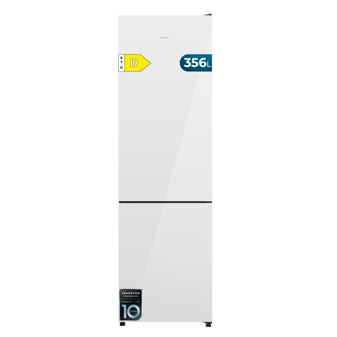 Cecotec Bolero CoolMarket Combi 356i White Glass D Frigorifico Combi - 356L - Modo Vacaciones - Total Nofrost - Frio Envolvente - Puerta de Cristal -  1
