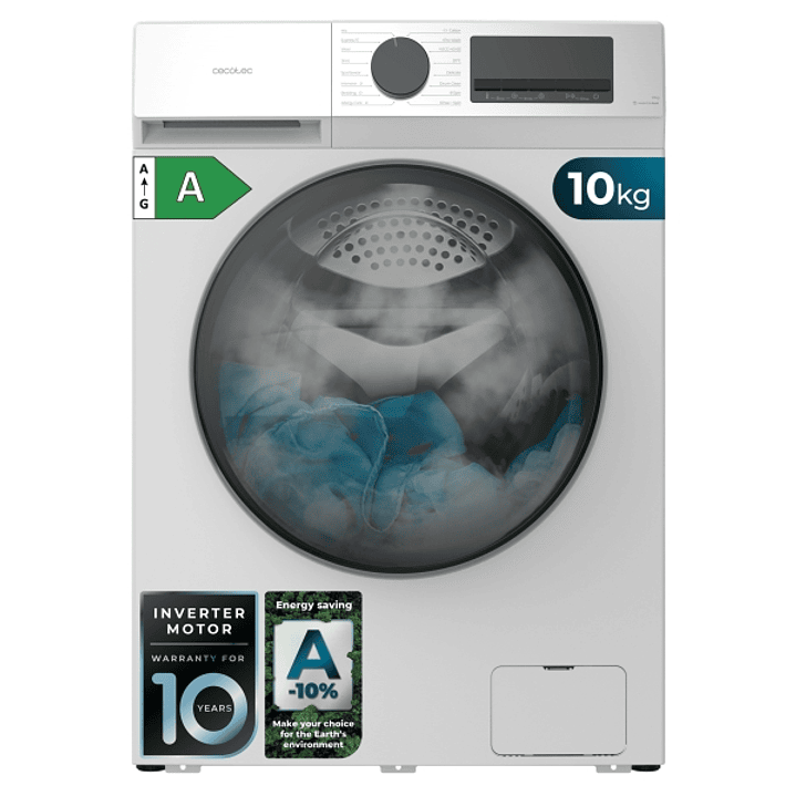 Cecotec Bolero DressCode 10450 Inverter Lavadora de Carga Frontal - Capacidad 10kg - Velocidad 1400rpm - Temperatura Regulable - Display LED - Motor I 1