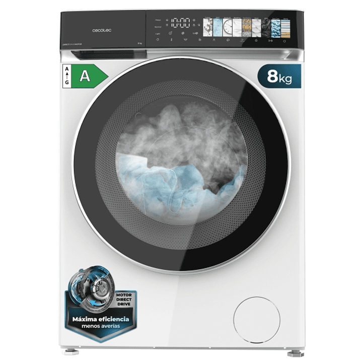 Cecotec Bolero DressCode 8970 Direct Drive Lavadora de Carga Frontal - Capacidad 8kg - Velocidad 1400rpm - Puerta XXL - 11 Programas - Color Blanco y  1