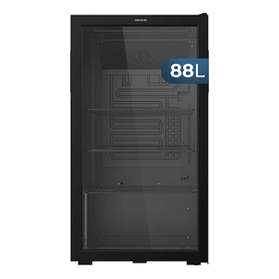 Cecotec Bolero CoolMarket BC 88 Black Nevera Minibar - Capacidad 88L - 115 Latas - Luz LED - Temperatura Regulable de 0 a 10ºC - Puerta de Cristal - C