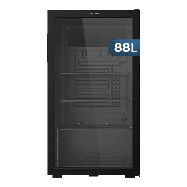 Cecotec Bolero CoolMarket BC 88 Black Nevera Minibar - Capacidad 88L - 115 Latas - Luz LED - Temperatura Regulable de 0 a 10ºC - Puerta de Cristal - C 1