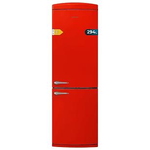Cecotec Bolero CoolMarket Combi Origin 294+ Red E Frigorifico Combi - Capacidad 294L - Congelacion Ultrarapida - Estilo Retro - Frio Envolvente - Clas