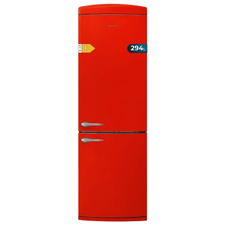 Cecotec Bolero CoolMarket Combi Origin 294+ Red E Frigorifico Combi - Capacidad 294L - Congelacion Ultrarapida - Estilo Retro - Frio Envolvente - Clas 1
