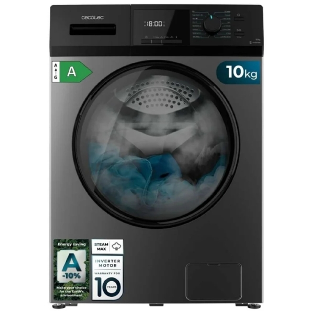 Cecotec Bolero DressCode 10411 Inverter Steel Lavadora de Carga Frontal - 1950W - Capacidad 10kg - Velocidad 1400rpm - Acero Inoxidable - Seguro Infan 1