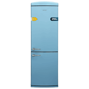 Cecotec Bolero CoolMarket Combi Origin 294+ Blue E Frigorifico Combi - Capacidad 294L - Congelacion Ultrarapida - Estilo Retro - Frio Envolvente - Cla