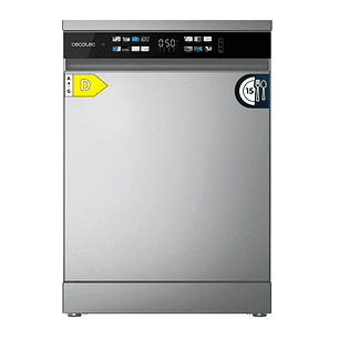 Cecotec Bolero Aguazero 6210 Inox D Lavavajillas de 60cm - 15 Cubiertos - Temperatura Regulable - Seguro Infantil - Pantalla XXL - 8 Programas - Inici
