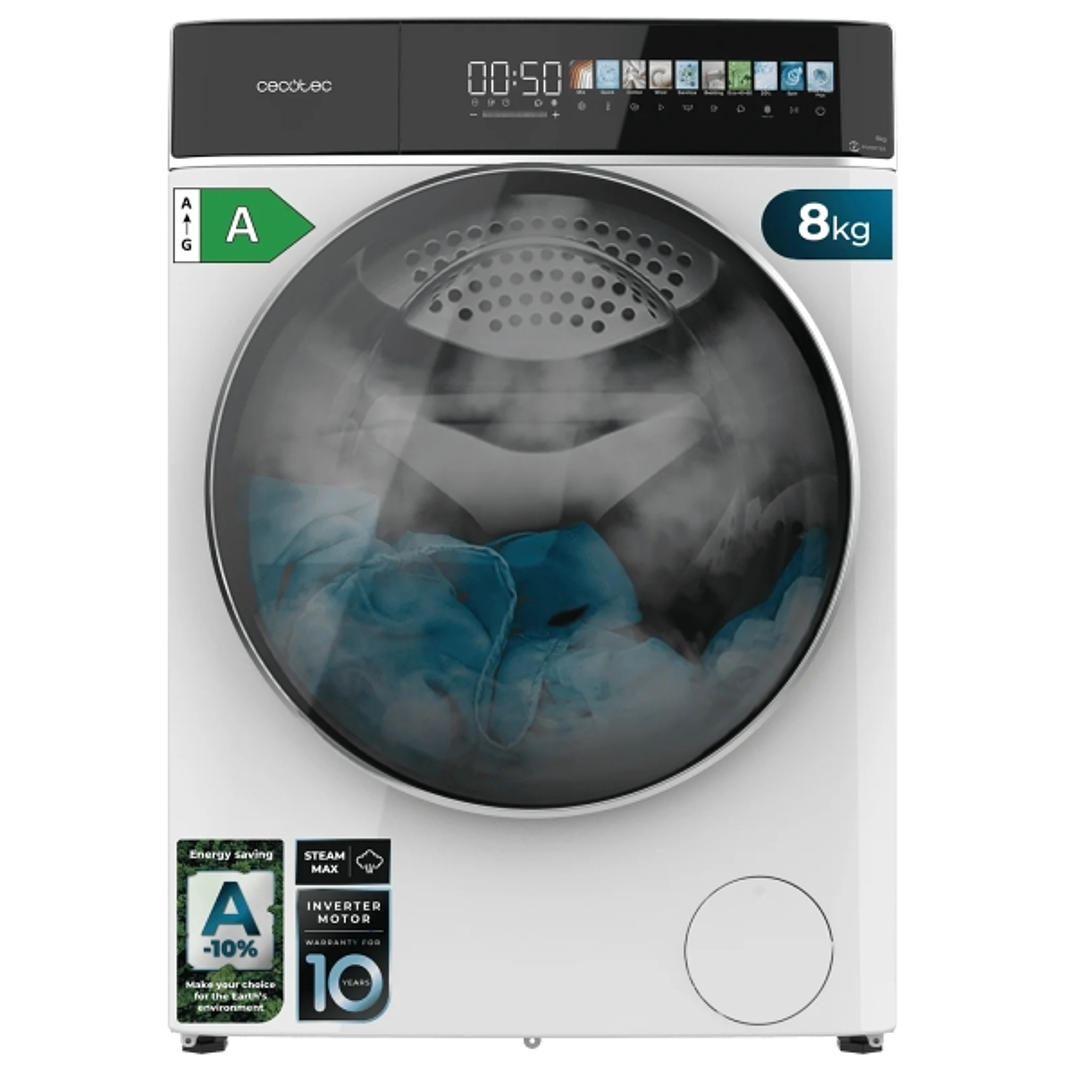 Cecotec Bolero DressCode 8900 Inverter FullColor Max Lavadora de Carga Frontal - Capacidad 8kg - Velocidad 1400rpm - Pantalla 1.3