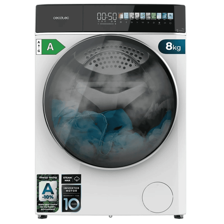 Cecotec Bolero DressCode 8900 Inverter FullColor Max Lavadora de Carga Frontal - Capacidad 8kg - Velocidad 1400rpm - Pantalla 1.3