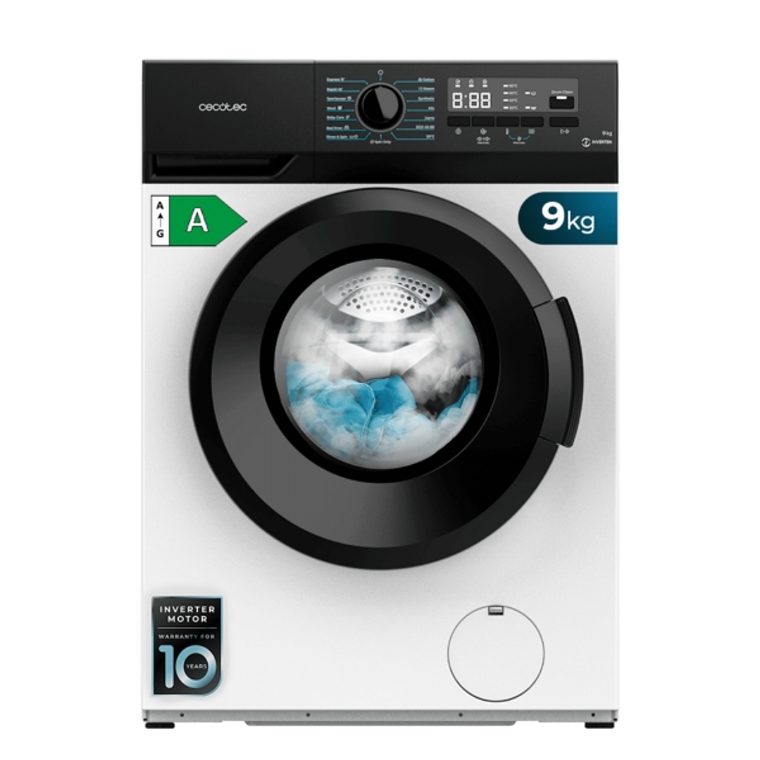 Cecotec Bolero DressCode 9300 Inverter Max A Lavadora de Carga Frontal - Capacidad 9kg - Velocidad 1400rpm - Seguro Infantil - Display LED - Motor Inv 1