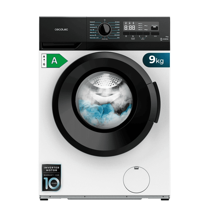 Cecotec Bolero DressCode 9300 Inverter Max A Lavadora de Carga Frontal - Capacidad 9kg - Velocidad 1400rpm - Seguro Infantil - Display LED - Motor Inv 1