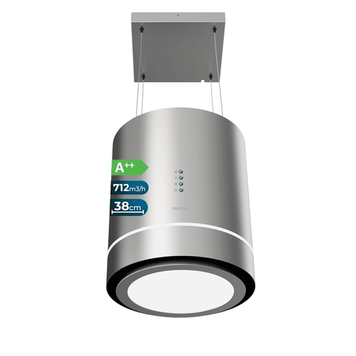 Cecotec Bolero Flux CRE 448000 Inox A++ Campana Extractora Colgante de 38cm - 210W - Succion 712m3/h - Luz LED - Incluye Accesorios - Acero Inoxidable 1