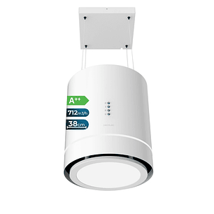 Cecotec Bolero Flux CRE 448000 White A++ Campana Extractora Colgante de 38cm - 210W - Succion 712m3/h - Luz LED - Incluye Accesorios - Kit de Montaje 
