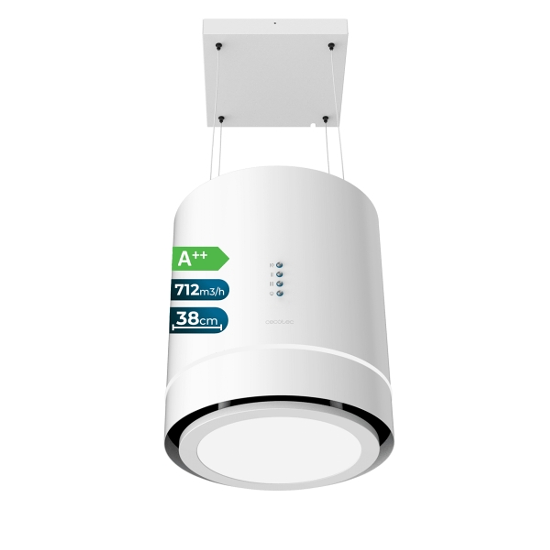 Cecotec Bolero Flux CRE 448000 White A++ Campana Extractora Colgante de 38cm - 210W - Succion 712m3/h - Luz LED - Incluye Accesorios - Kit de Montaje  1