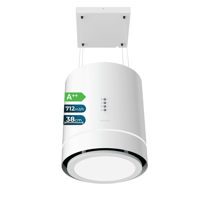 Cecotec Bolero Flux CRE 448000 White A++ Campana Extractora Colgante de 38cm - 210W - Succion 712m3/h - Luz LED - Incluye Accesorios - Kit de Montaje  1