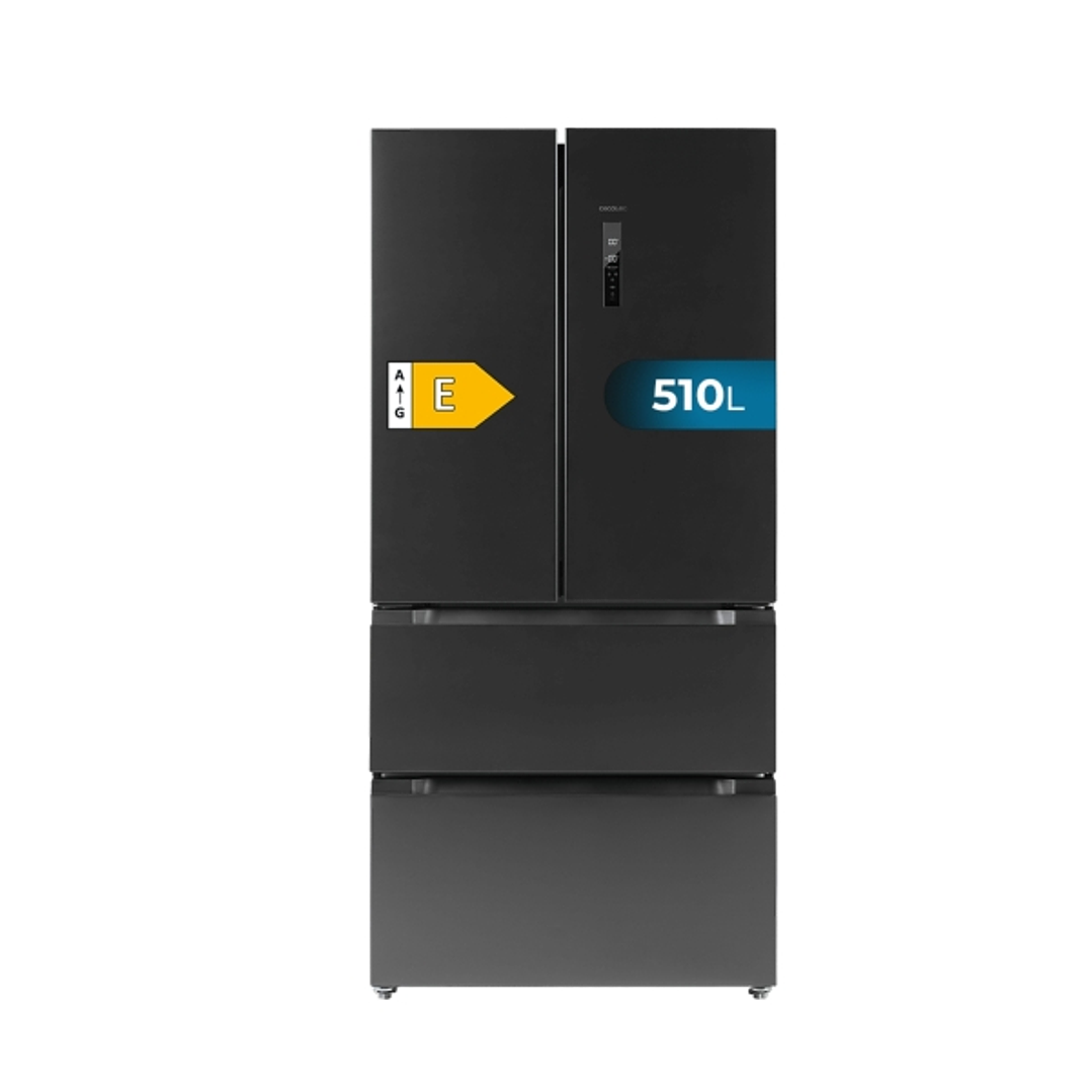 Cecotec Bolero CoolMarket FD 510 Dark E Frigorifico Puerta Francesa de 4 Puertas - Capacidad 510L - Total Nofrost - Congelacion Ultrarapida - Frio Env 1