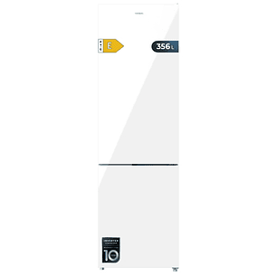 Cecotec Bolero CoolMarket Combi 356 White Glass E Frigorifico Combi - Capacidad 356L - Modo Vacaciones - Frio Envolvente - Cajon Humedad Regulable - C