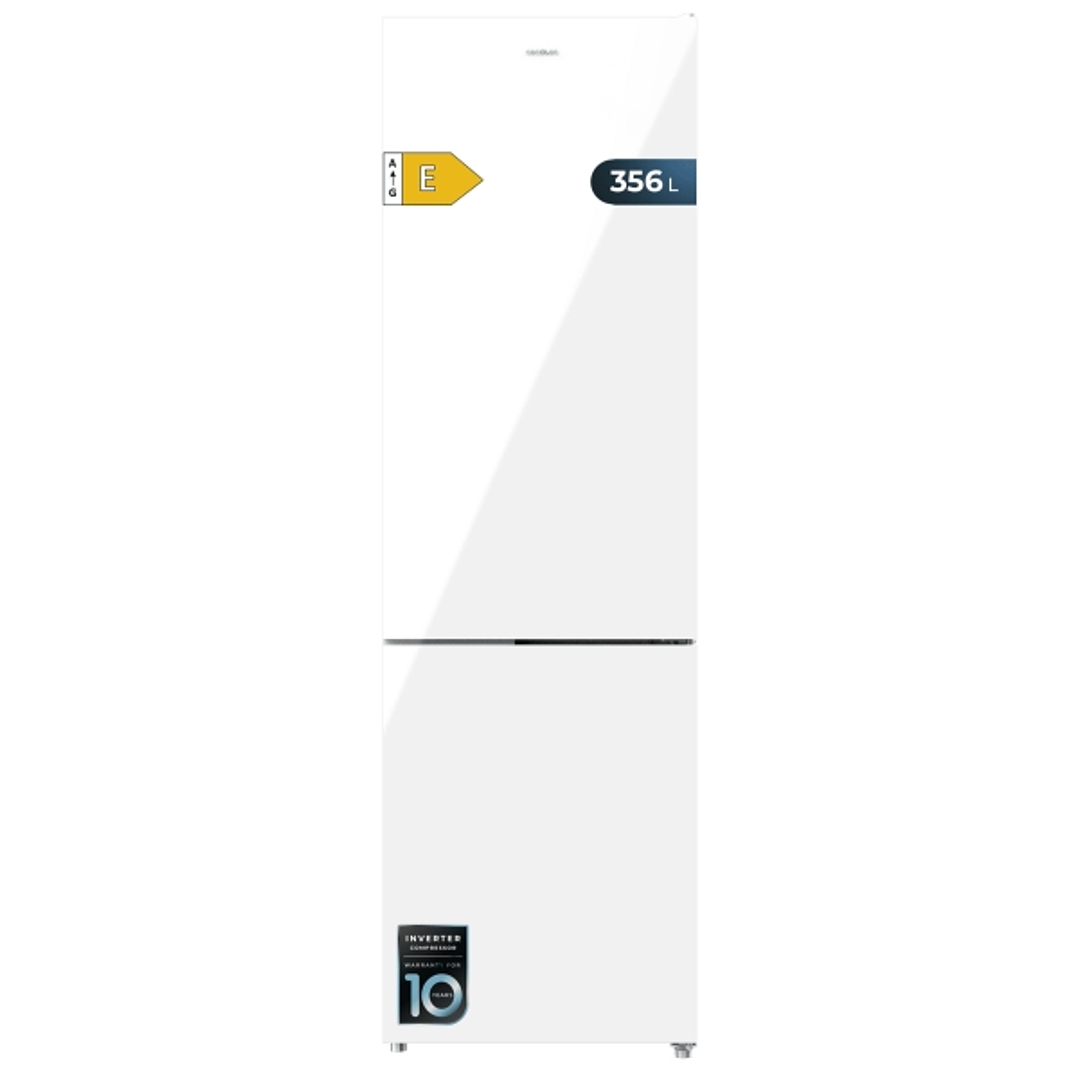 Cecotec Bolero CoolMarket Combi 356 White Glass E Frigorifico Combi - Capacidad 356L - Modo Vacaciones - Frio Envolvente - Cajon Humedad Regulable - C 1